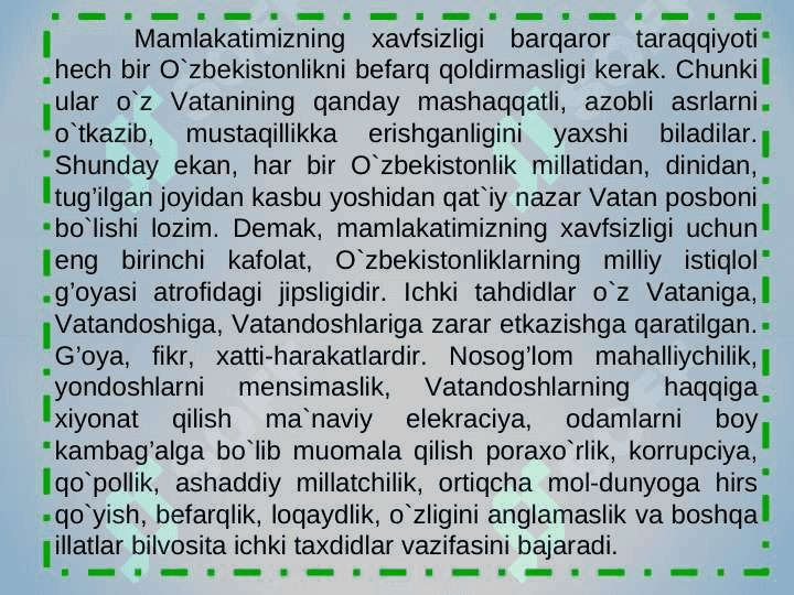 O’zbekiston mustaqilligini mustahkamlashda milliy g’oyaning zarurligi va ahamiyati 3
