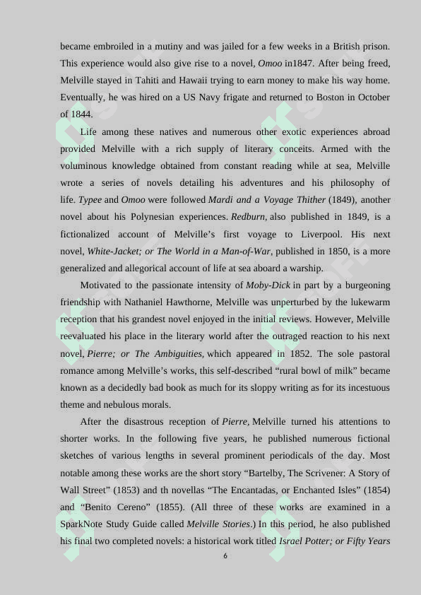 HERMAN MELVILLE'S WORKS AND “MOBY DICK” NOVEL. 6