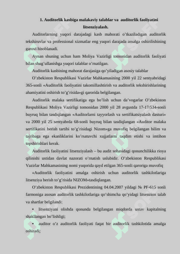 Tashqi auditorlar va bank inspektorlari aloqalari 3