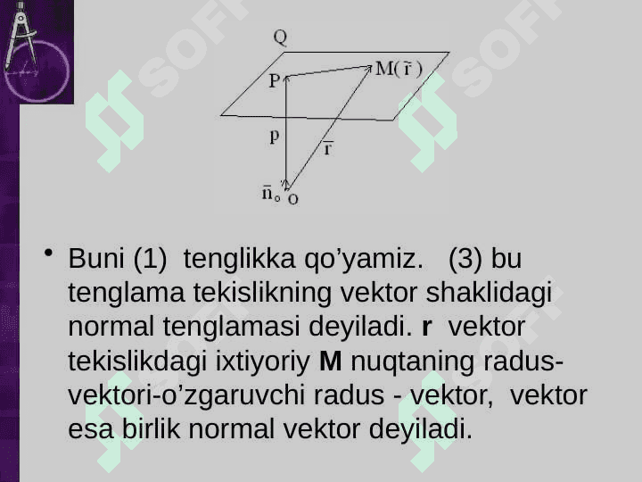 Fazoda to`g`ri chiziq va tekisliklarning turli tenglamalari.To'g'ri chiziq tenglamalarni turlari 4