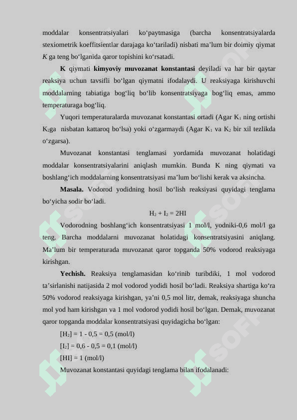 KIMYOVIY MUVOZANAT. KIMYOVIY MUVOZANATNING SILJISHIGA TA’SIR ETUVCHI OMILLAR(KONSENTRATSIYA,BOSIM VA TEMPERATURA) 2