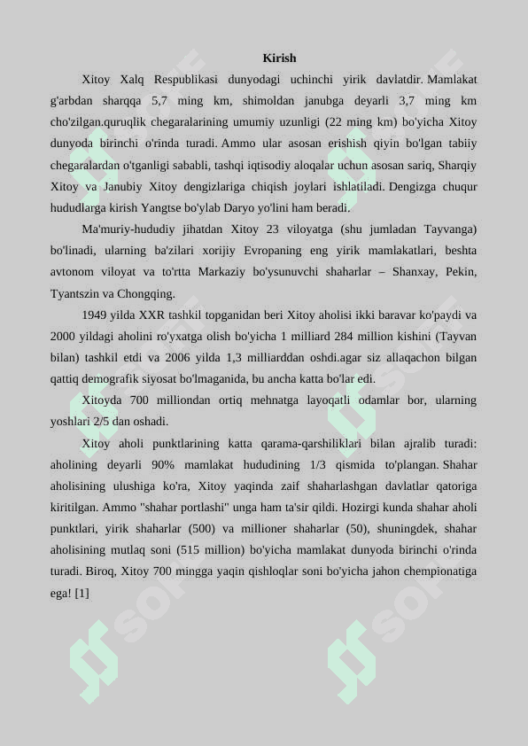 Xitoyning iqtisodiy xolati 2