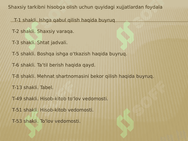 Mehnat va ish haqini dastlabki xarajatlarda rasmiylashtirish va umumiylashtirish ppt 5