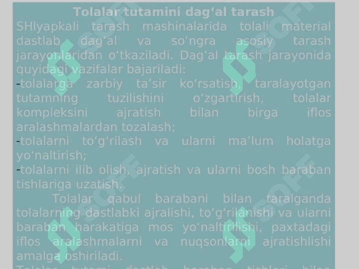 Tolalarni dastlabki tarash 5
