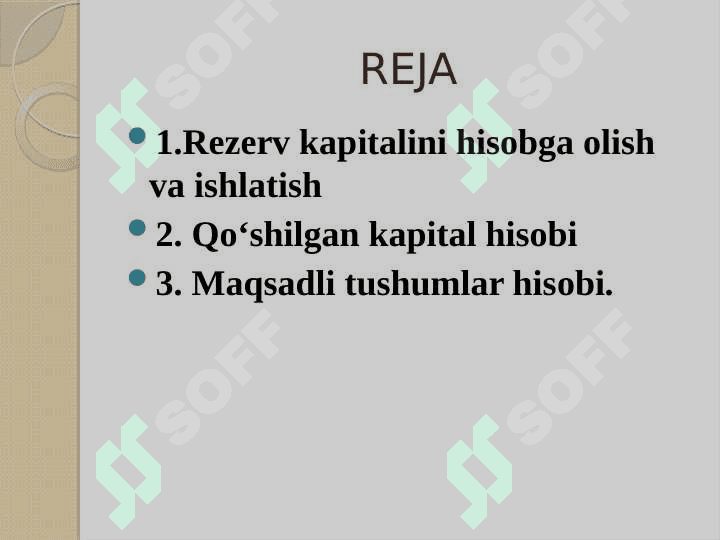 Rezerv kapitalini shakllantirish va ishlatish hisobi 2