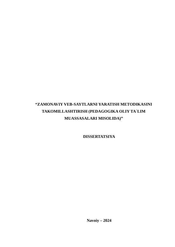 Magistrlik DISSERTATSIYA