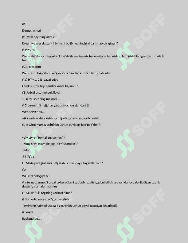 Kompyuter grafikasi fanidan test javoblari bilan (200 ta) 4