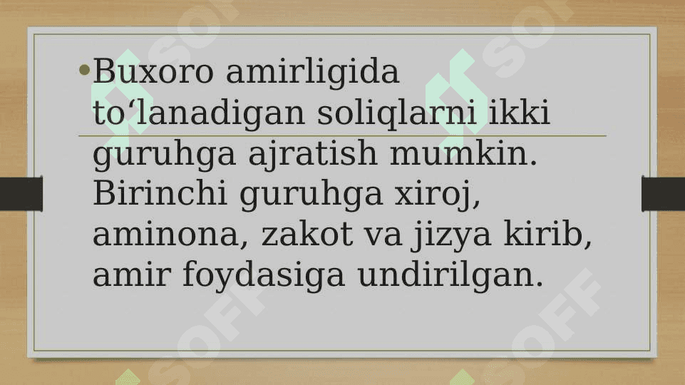 Sharqiy Buxoro bekliklarida soliq tizimi 2