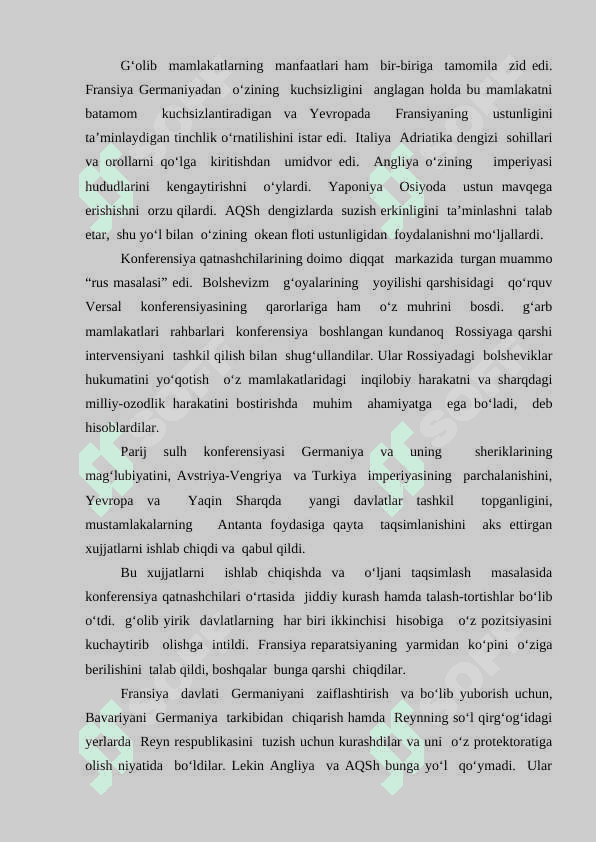 I va II Jahon urushi o‘rtasida Yevropa va Amerika mamlakatlari. Inqirozlar va urushlar. 6