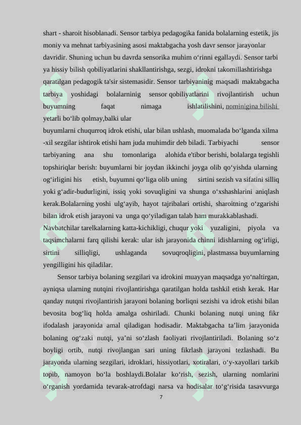 MAKTABGACHA TA'LIM TASHKILOTLARIDA SENSOR TARBIYA BERISH 7