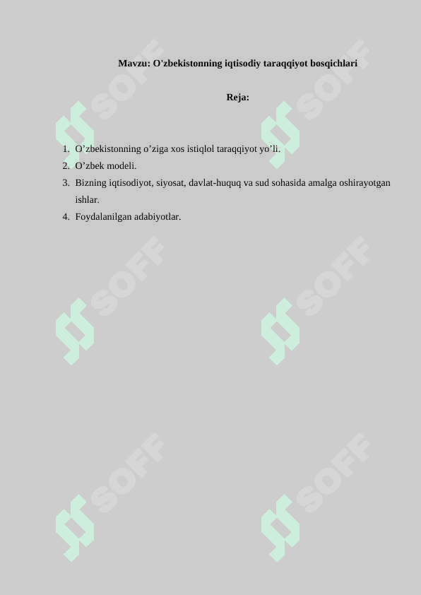 O'zbekistonning iqtisodiy taraqqiyot bosqichlari 2