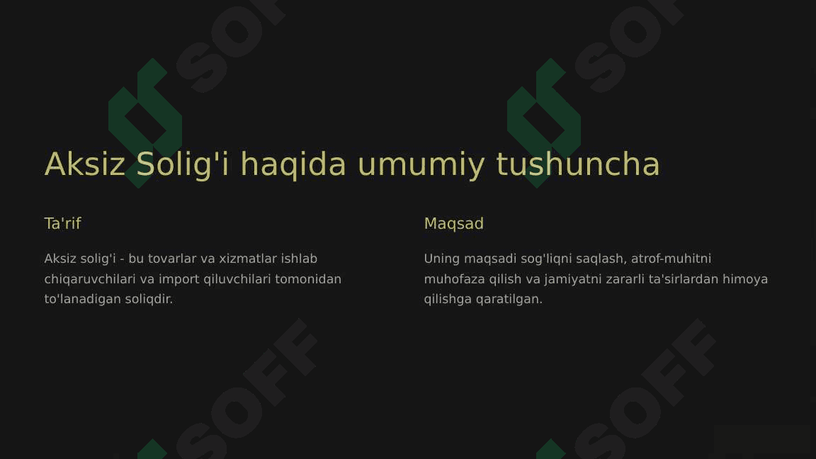 Aksiz Solig'i. 2