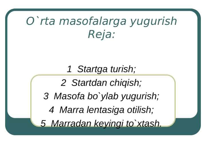 O`rta masofalarga yugurish