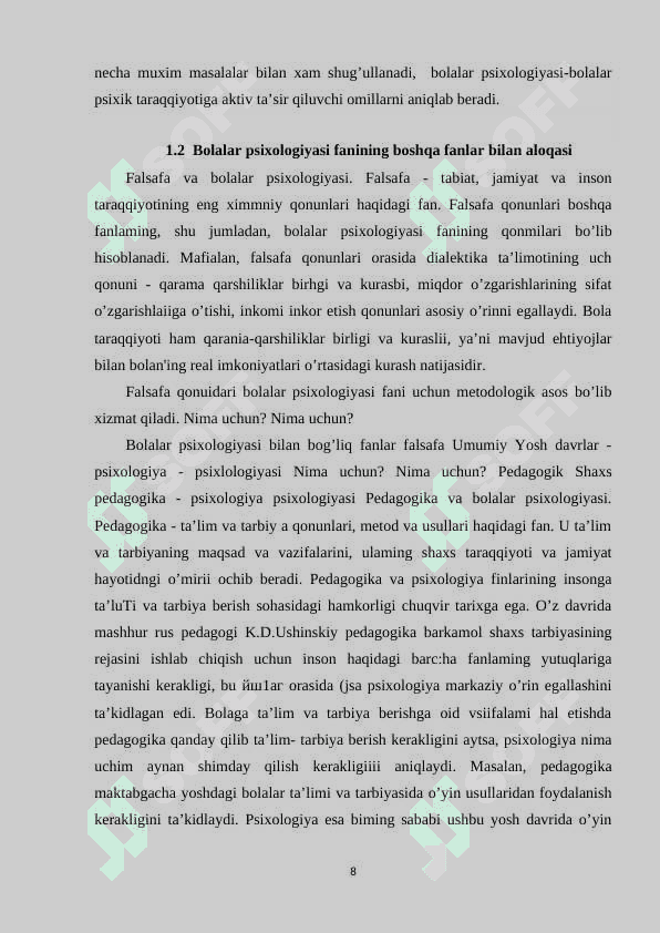Bolalar psixologiyasi vazifalari va tarkibiy tuzilishi 8