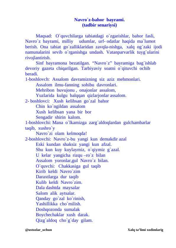 Navro'z tadbir ssenariysi