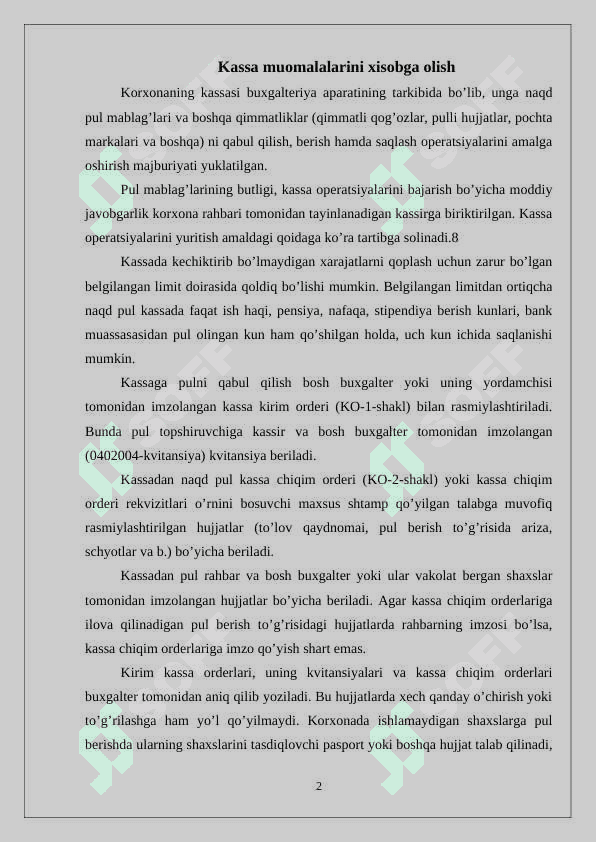 Kassa muomalalarini xisobga olish 2