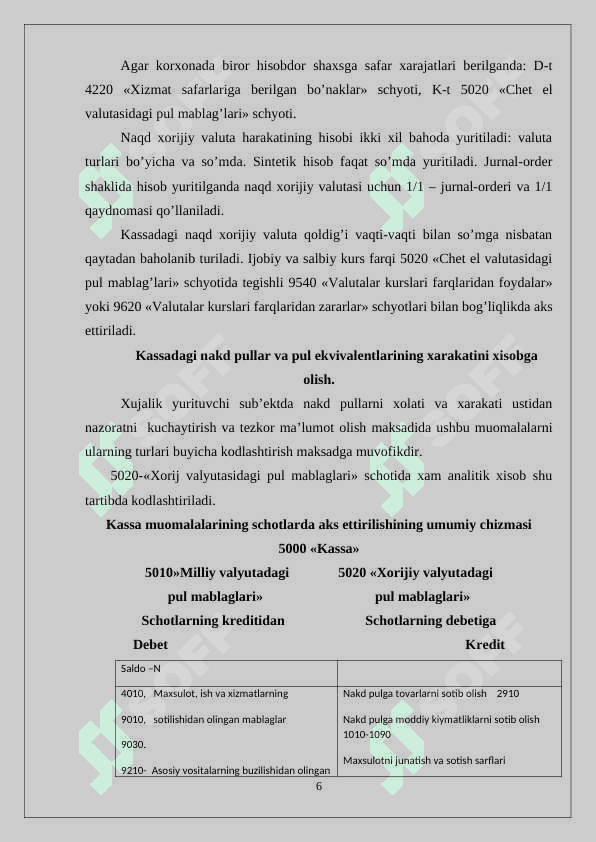 Kassa muomalalarini xisobga olish 6