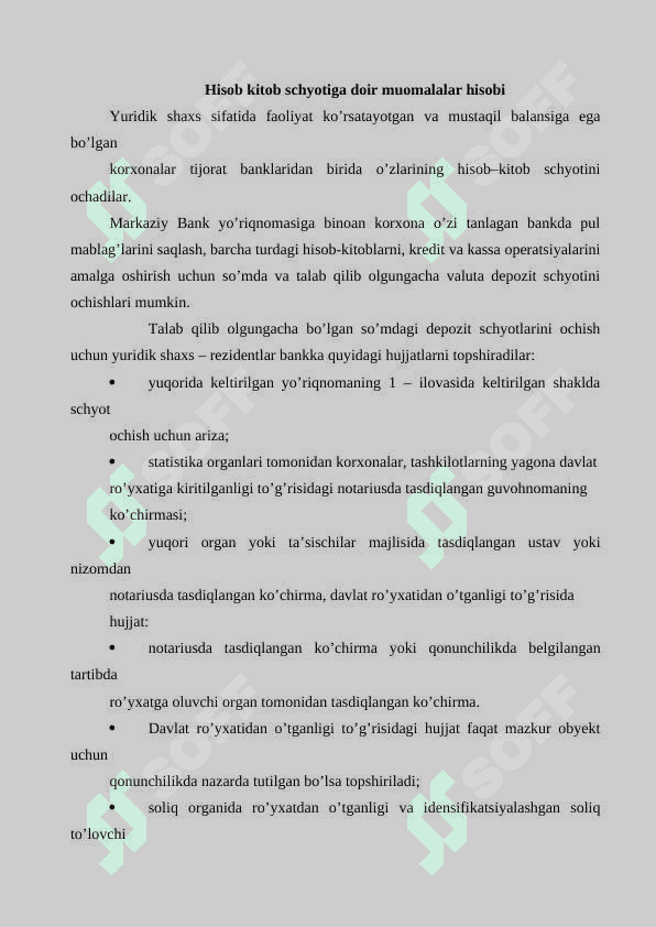 HISOB-KITOB SCHYOTI BO‘YICHA MUOMALALAR HISOBI 2