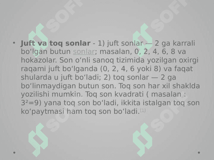 Juft va toq sonlar 2