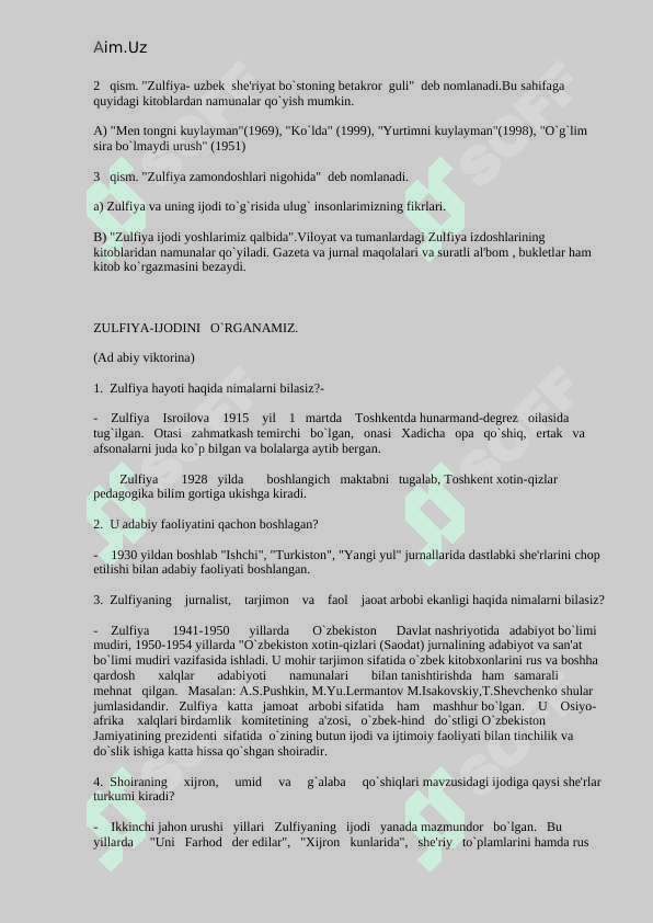 Zulfiyaxonim ttavalludiga tadbir ssenariyysi 4