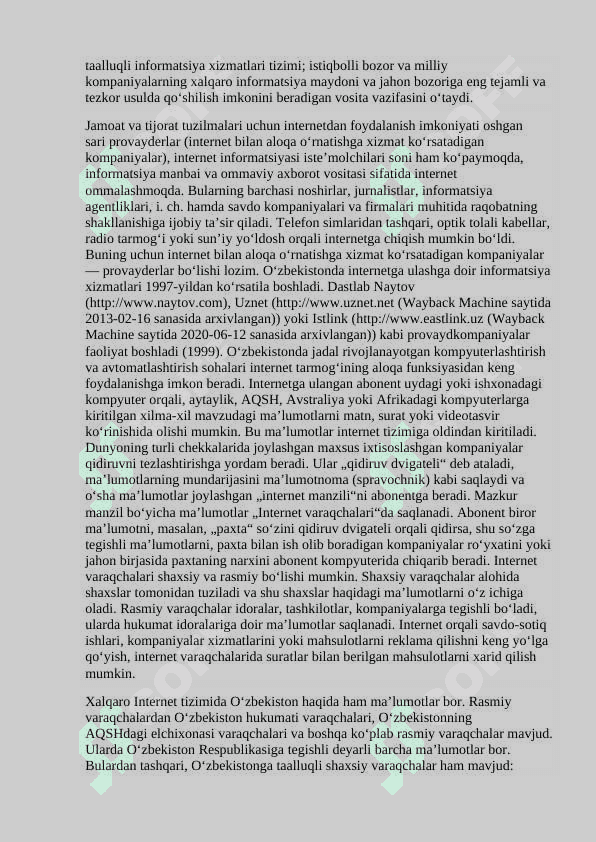 Internet texnologiyasi va uning xizmatlari 3