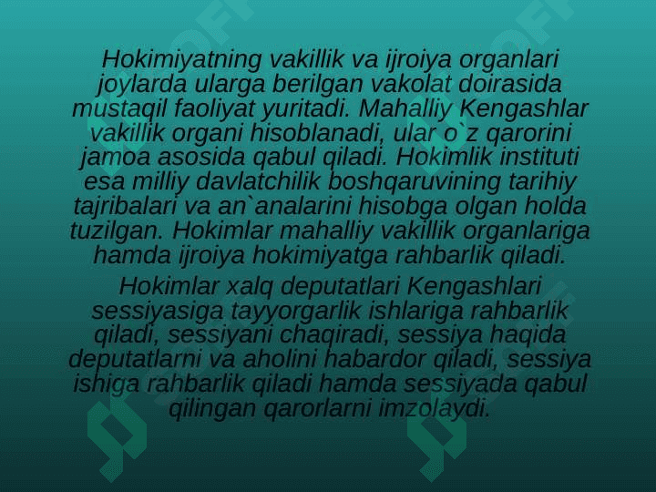 O`zbekiston  Respublikasining   mahalliy  hokimiyat organlari 4