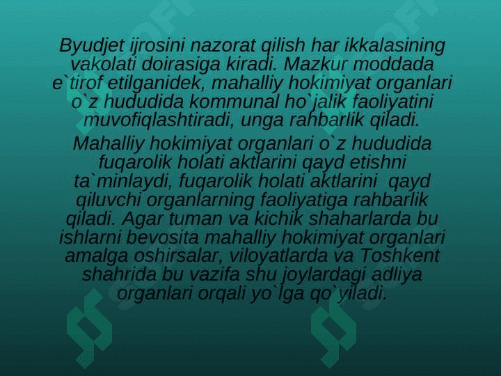 O`zbekiston  Respublikasining   mahalliy  hokimiyat organlari 7