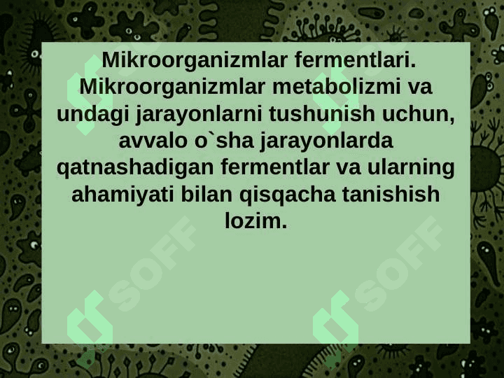 MIKROORGANIZMLAR MЕTABOLIZMI 8
