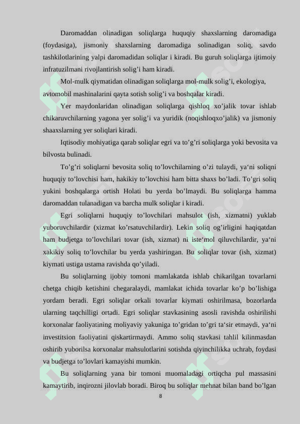 SOLIQ VA UNING FUNKSIYALARI 8