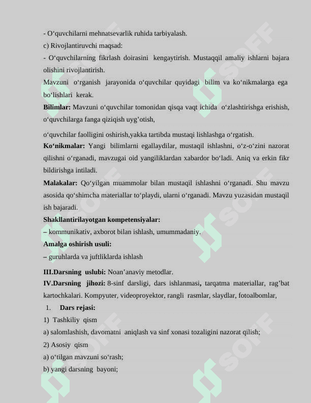 8-sinf  uchun “O‘rta asrlarda Eron” mavzusida DARS ISHLANMA 2