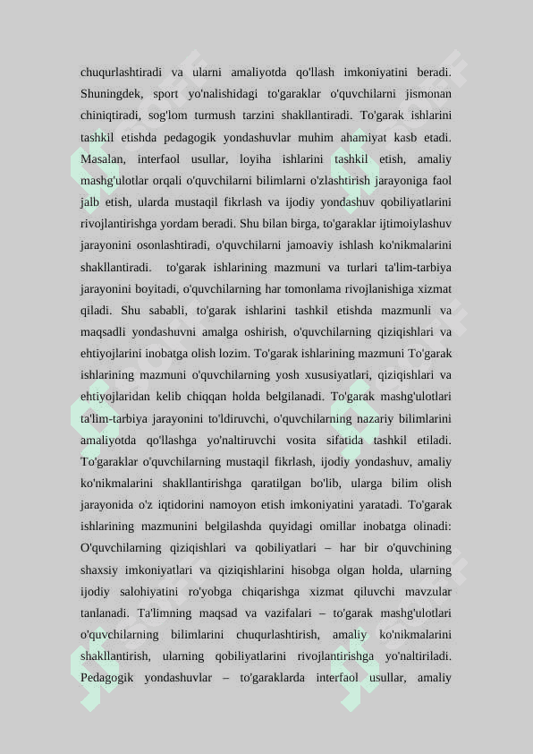 Maktabdagi to'garak ishlarini o'quvchi tarbiyasiga ta'siri  kurs ishi 6