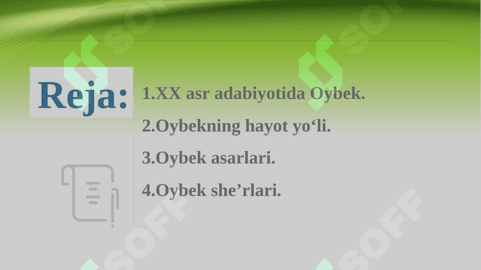 XX asr adabiyotida Oybekning tutgan o'rni 2