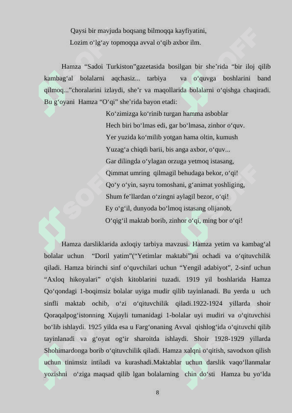 Hamzaning o‘zbek bolalar adabiyotida tutgan o‘rni 8
