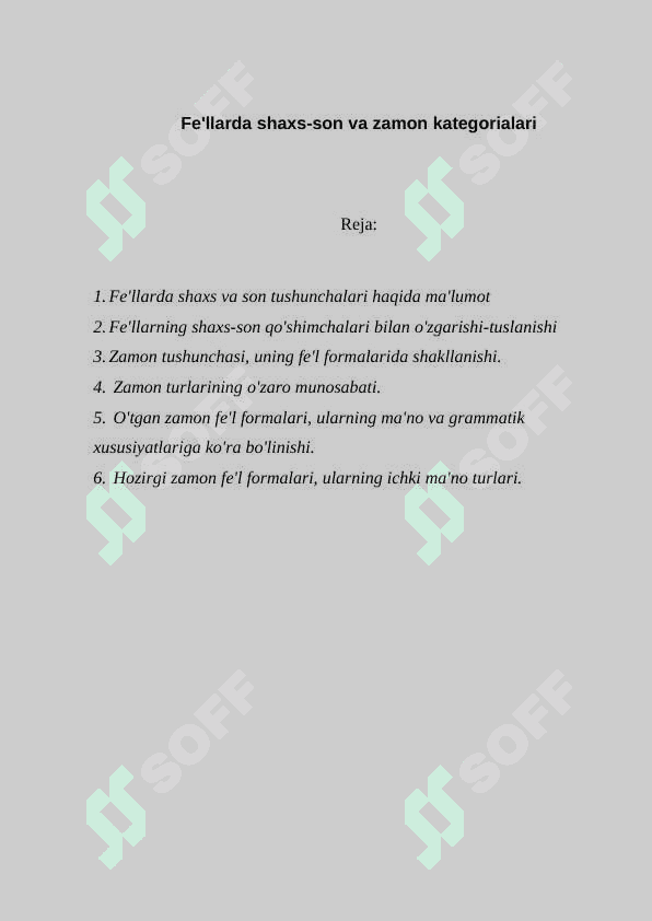 Fe'llarda shaxs-son va zamon kategorialari mustaqil ish 2