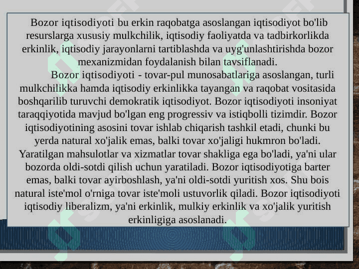 Bozor iqtisodiyotini davriy rivojlanishi 2