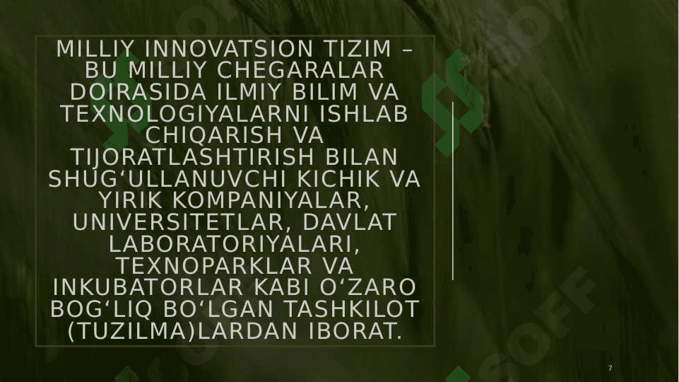 OʻZBEKISTONNING MILIY INNOVATSION TIZIMI. ILMIY KASHFIYOTLAR, IXTIROLAR VA ULARNI LITSENZIYALASH 7