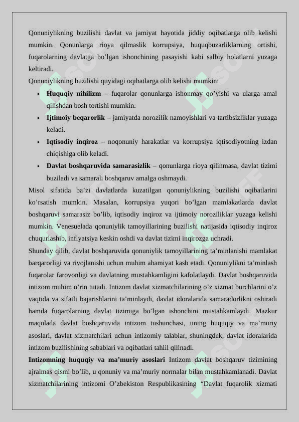 Davlat boshqaruvida qonuniylik va intizom tushunchasi 5