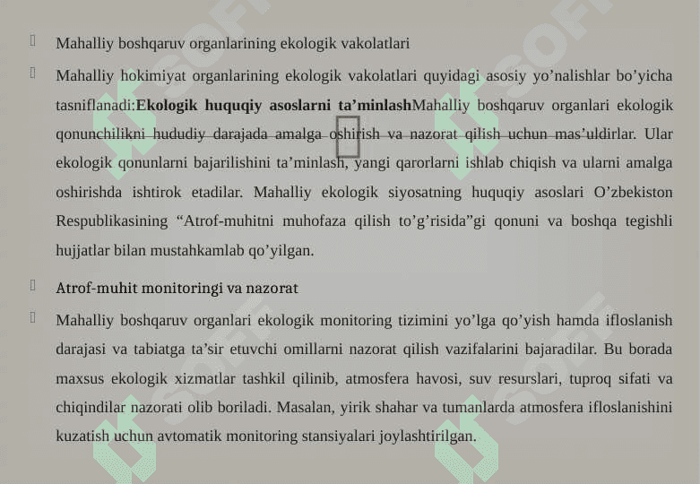 Mahalliy boshqaruv organlarining ekologik vakolatlari 5