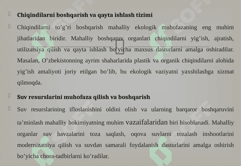 Mahalliy boshqaruv organlarining ekologik vakolatlari 6