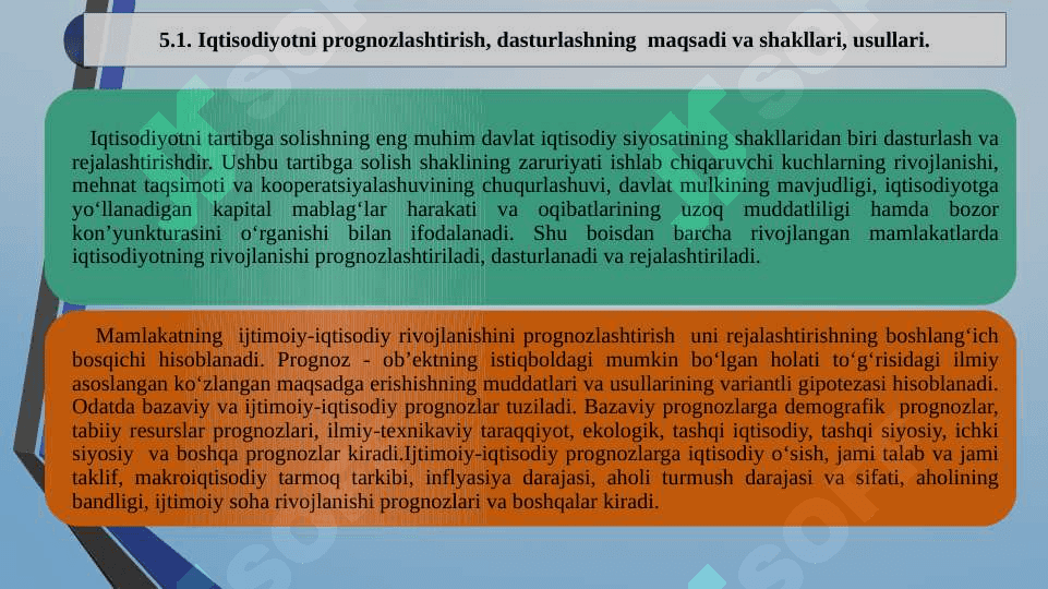 Ijtimoiy-iqtisodiy rivojlanishni  dasturlash, prognozlashtirish va rejalashtirish 2