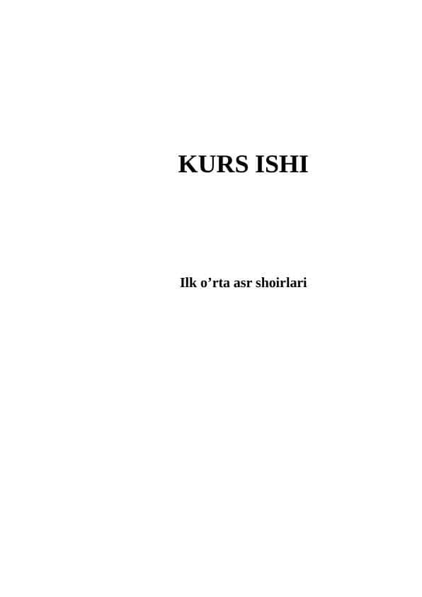 Ilk o’rtа аsr shoirlаri KURS ISHI 1