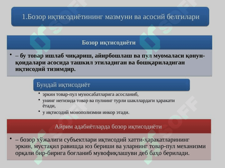 БОЗОР ИҚТИСОДИЁТИНИНГ МАЗМУНИ ВА АМАЛ ҚИЛИШИ 2