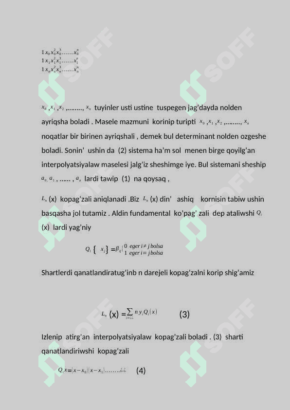 Funksiyalardı lagranj interpolyatsiyalaw formulası járdeminde approksimatsiyalaw hám iymek sızıq siziw 1