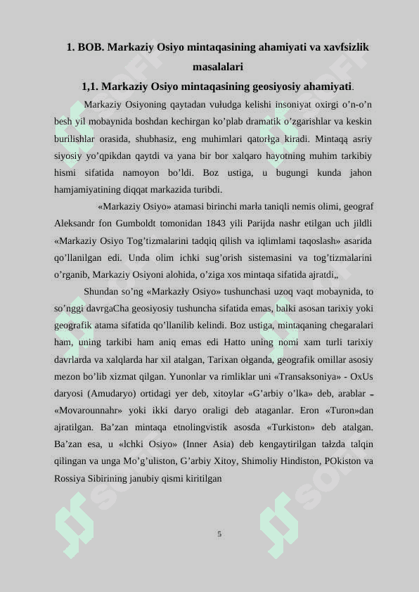 Markaziy Osiyoda mintaqaviy xavfsizlik masalalari KURS ISHI 5