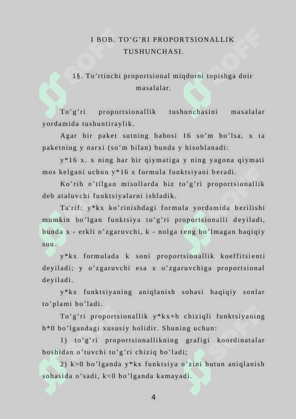 Miqdorlarning nisbiy bog’liqligiga doir masalalar ustida ishlash KURS ISHI 4