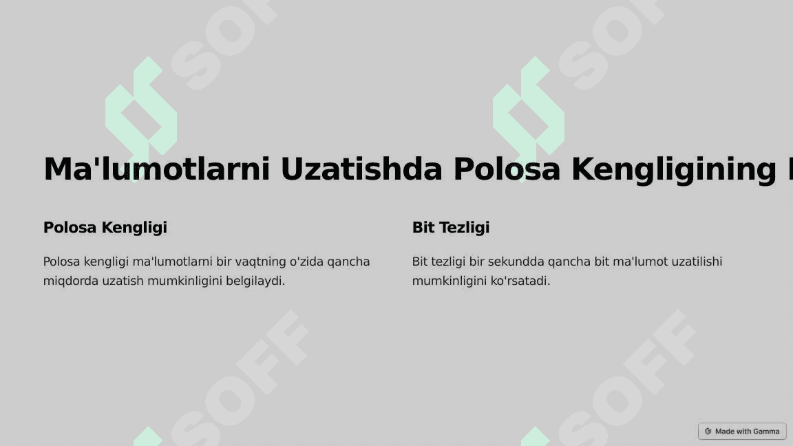 Ma'lumotlar Uzatishda Polosa Kengligi va Bit Tezligi 2