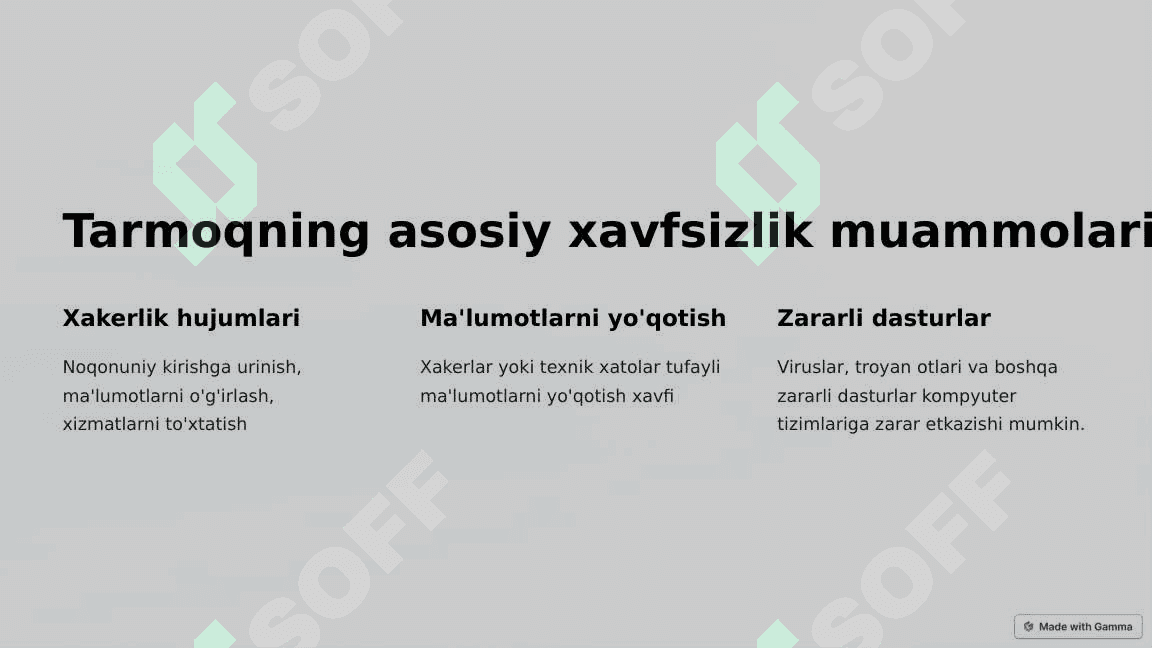 Tarmoq havfsizligi muammolari 2