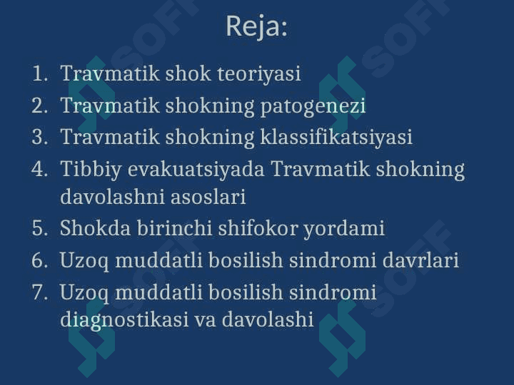 Travmatik shok.Uzoq vaqt bosilish sindromi 2