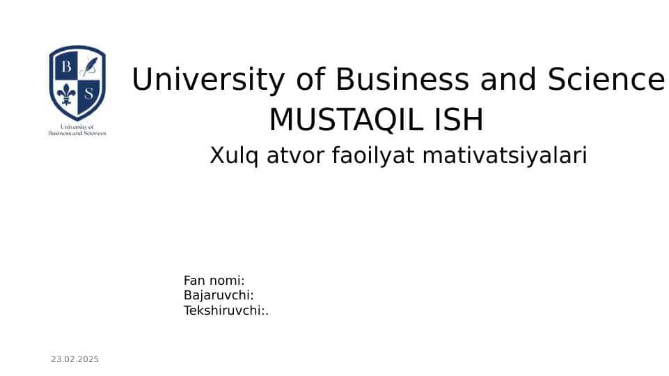 Xulq atvor faoilyat mativatsiyalari 1