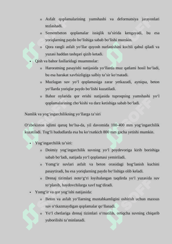 Oʻzbekiston tabiiy-iqlim sharoitida sementbeton qoplamalarini qurishning oʻziga xos tomonlari referat 3